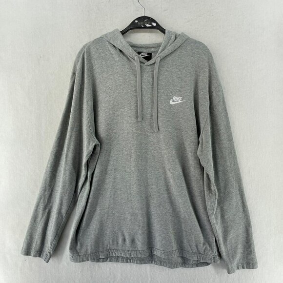 Nike Sweatshirt Mens XL Gray Swoosh Logo Drawstring Activewear Pullover Hoodie - Picture 1 of 10